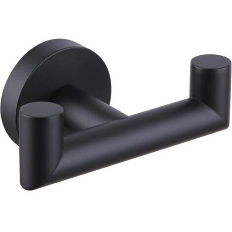 Porte-serviettes double noir mat, porte-serviettes de salle de bain en acier inoxydable, porte-serviettes mural