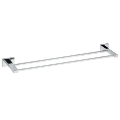 Porte-serviettes double PLAZA en laiton chromé 12x62,5x3,5 cm