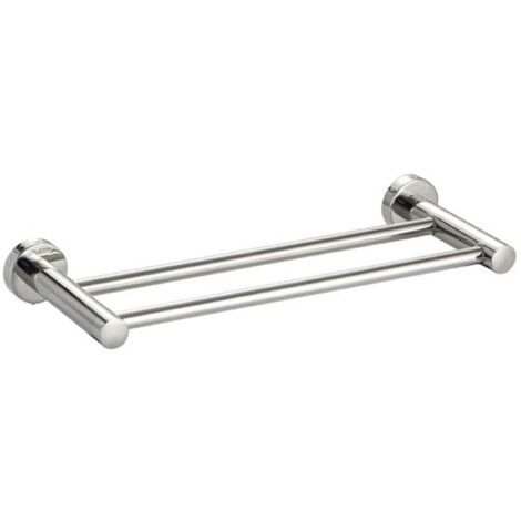 Porte-Serviettes Double Porte Serviettes de Salle de Bain 40CM 2 Barres Porte Serviette Mural Acier Inoxydable SUS304 Finition Brossé