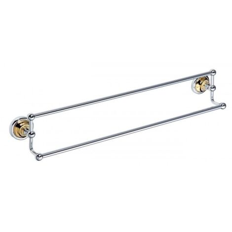 Porte-serviettes double RETRO en laiton chromé doré 66,5x12,5x11,5 cm