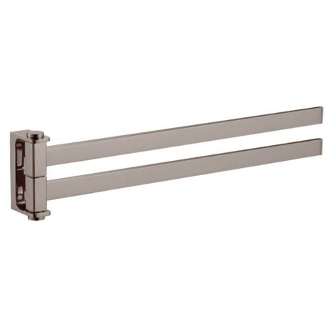 Porte-serviettes double rotatif  NIL en laiton métal gris poli 37 cm
