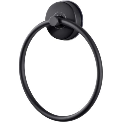 Porte Serviettes Douche Ventouse Salle de Bain Anneau Porte-Serviettes Noir INOX Support Serviette Ventouse sans Percage Charge 5KG Porte Torchon Rond Cuisine Accroche Serviette Ventouse Mural