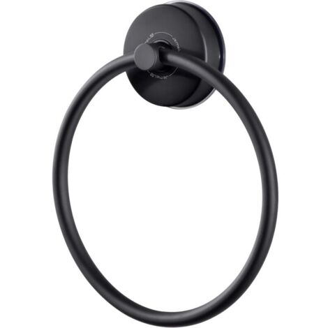 Porte Serviettes Douche Ventouse Salle de Bain Anneau Porte-Serviettes Noir INOX Support Serviette Ventouse sans Percage Charge 5KG Porte Torchon Rond Cuisine Accroche Serviette Ventouse Mural