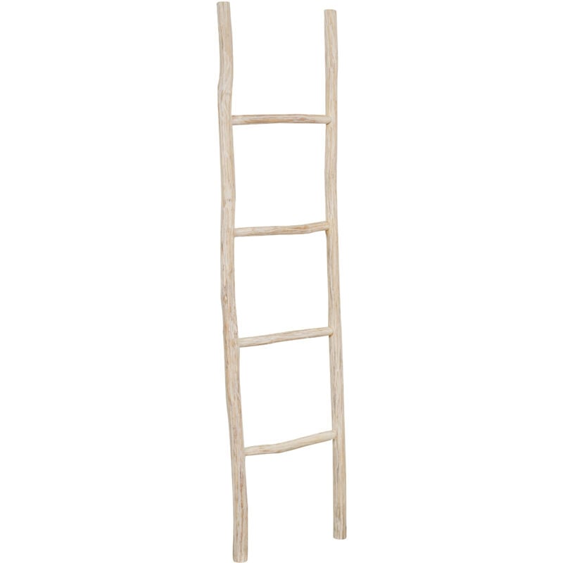 Biscottini - Porte-serviettes échelle bois moderne salle de bain sol mur à mur décoratif échelle porte-serviettes porte-objet bibliothèque