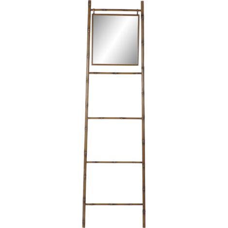 Porte-serviettes échelle élégant avec miroir intégré - Jaune moutarde