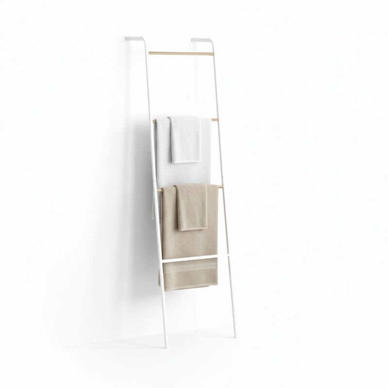 Porte-serviettes échelle en métal - 4 barreaux, design compact