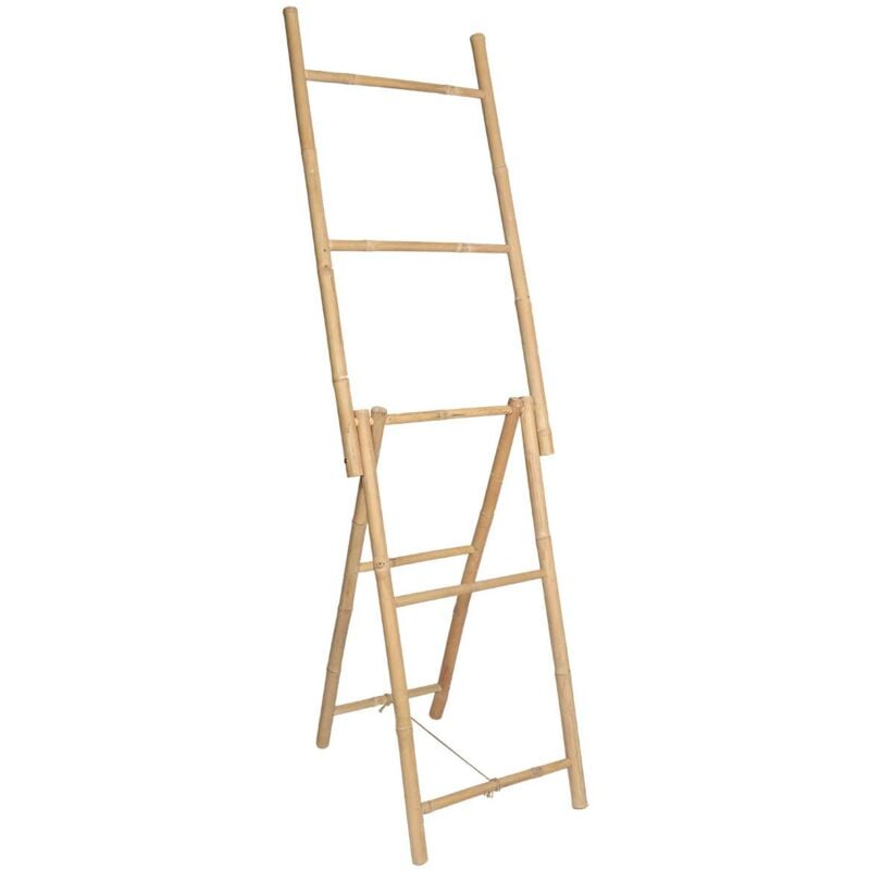 Tendance - Porte serviettes echelle pliable bambou 5 barres - bambou