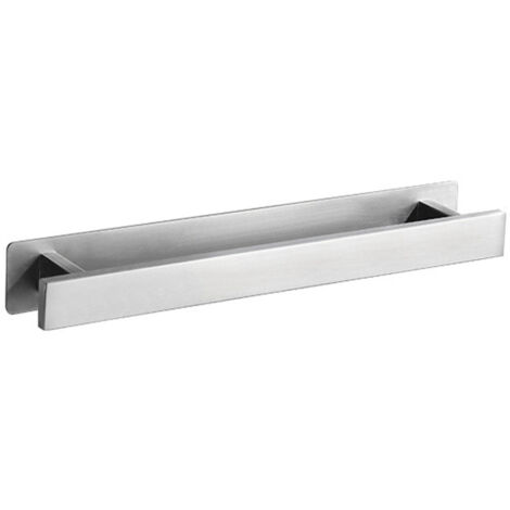 Porte-Serviettes en Acier Inoxydable Argenté sans Perçage - Installation Auto-Adhésive - Pour Salle de Bain Moderne