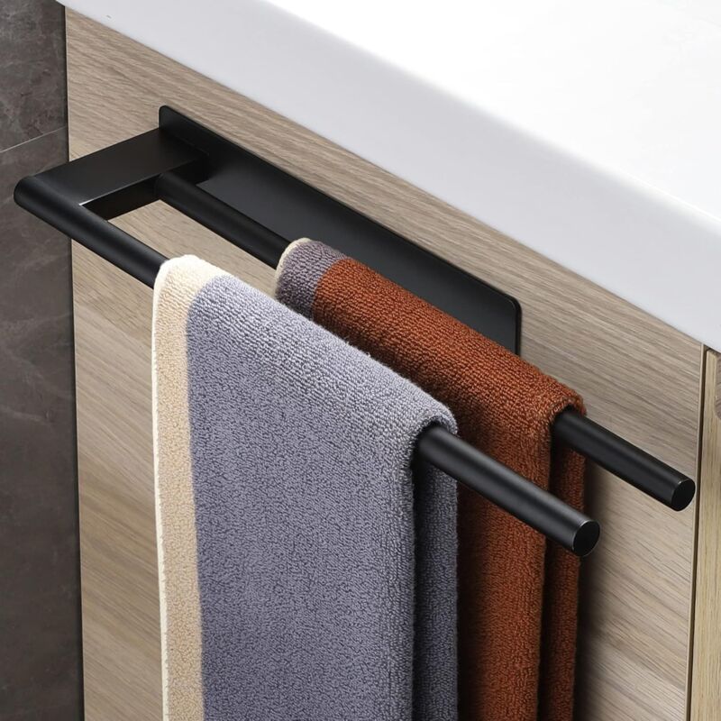 Linghhang - Porte-serviettes en acier inoxydable sans perçage pour salle de bain, mural, adapté à la salle de bain et à la cuisine
