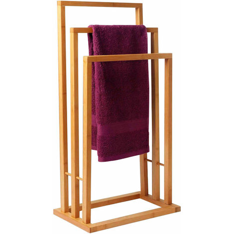 Porte-serviettes en bambou - 40x24.5x82cm - Porte-serviettes