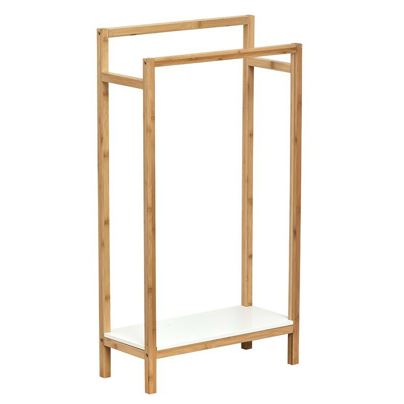 Tendance - Porte serviettes en bambou avec étagère Nuovo