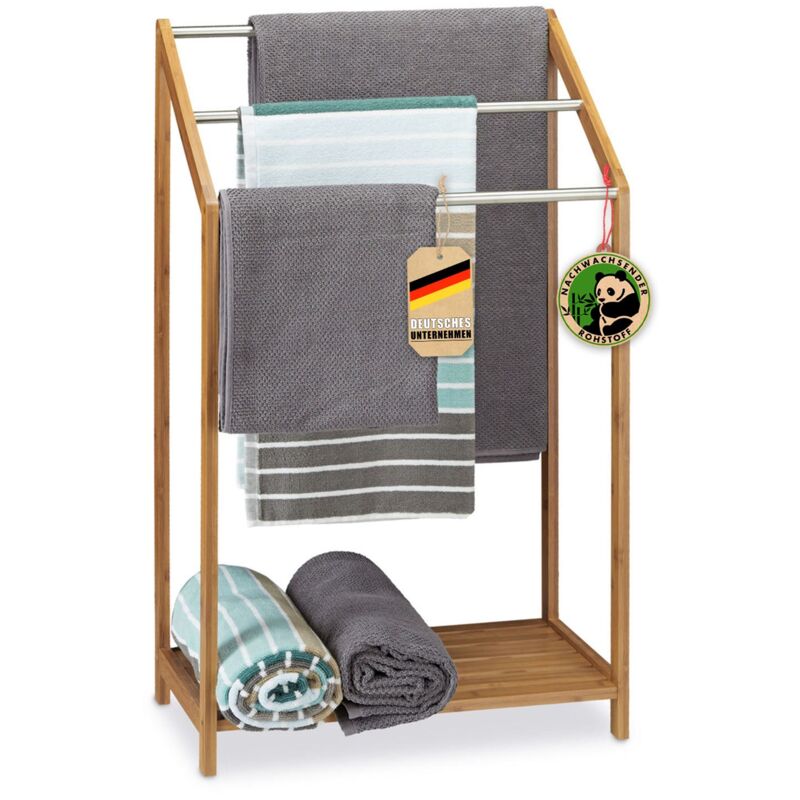 Floordirekt - Porte-serviettes en bambou Illinois Porte-serviettes avec barres en acier inoxydable