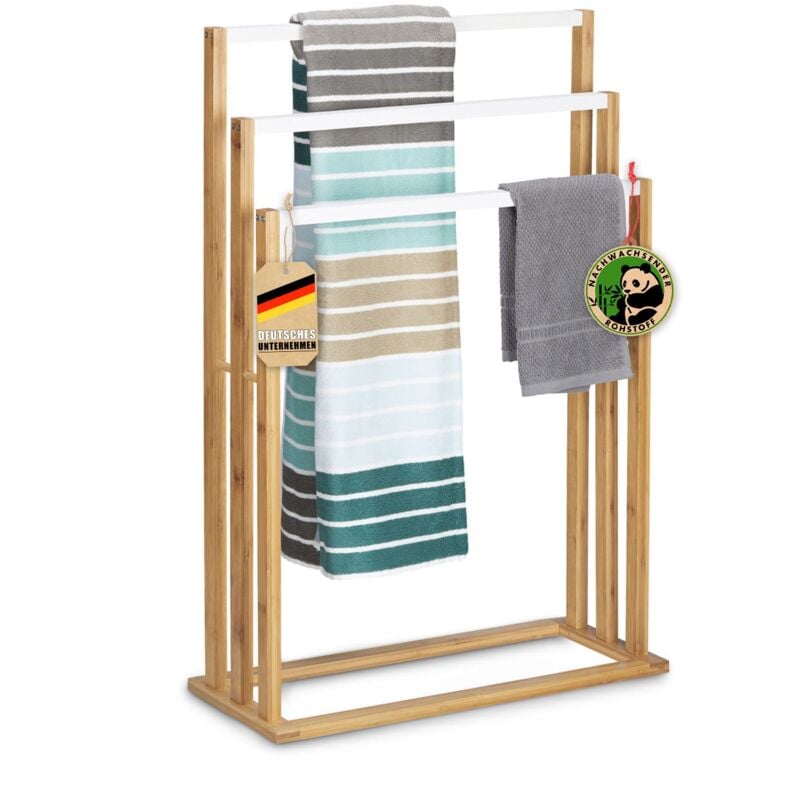 Floordirekt - Porte-serviettes en bambou Kentucky 3 barres décalées
