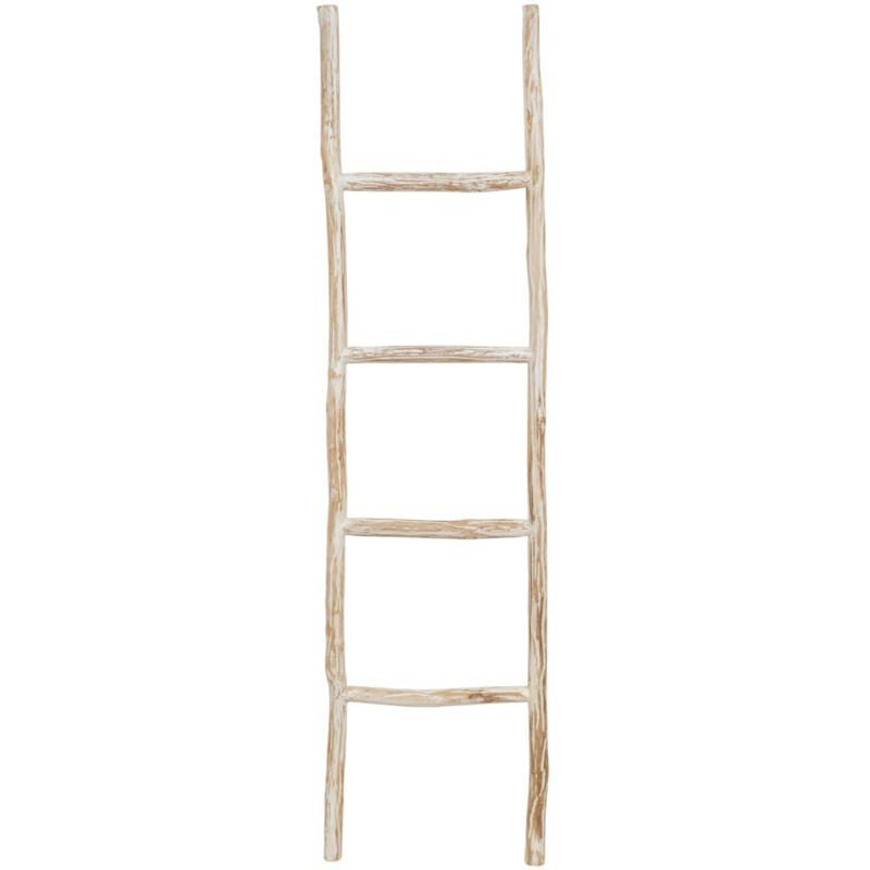 Biscottini - Porte-serviettes échelle en bois moderne salle de bain au sol mur à mur décoratif Porte-serviettes échelle Porte-objet et vase