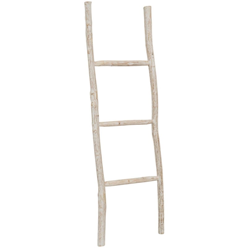 Biscottini - Porte-serviettes échelle en bois moderne salle de bain au sol mur à mur décoratif Porte-serviettes échelle Porte-objet et vase