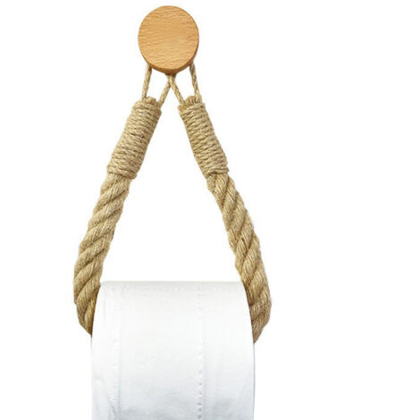 Porte-serviettes en bois massif, corde en coton tressée, étagère à gants de toilette-AquaForge