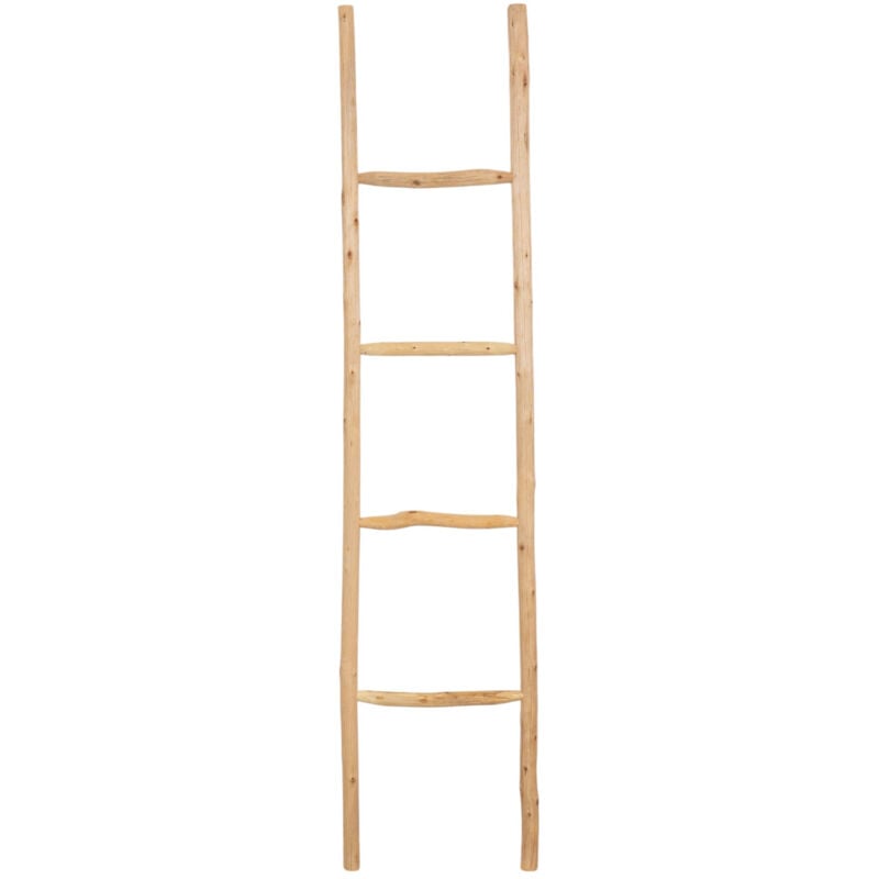 Biscottini - Porte-serviettes échelle en bois moderne salle de bain au sol mur à mur décoratif Porte-serviettes échelle Porte-objet et vase