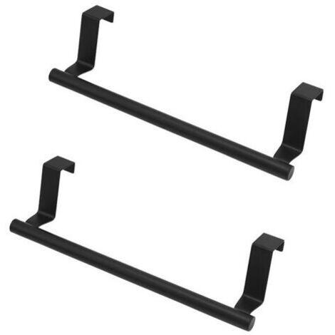 Porte-Serviettes en Fil d'acier, Support de Rangement pour Porte de Salle de Bain, Cintre à Chiffons sans Perforation, 24cm,noir,2 pièce