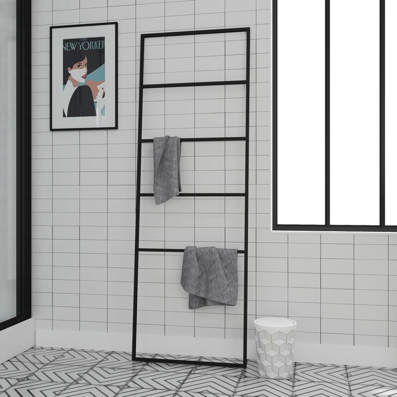 Galedo - Porte serviettes en métal Noir Mat 60x176cm - Type Atelier - facto dark 2