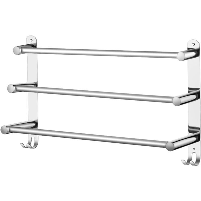 Porte-serviettes inox 304 3 barres 40cm fixation murale