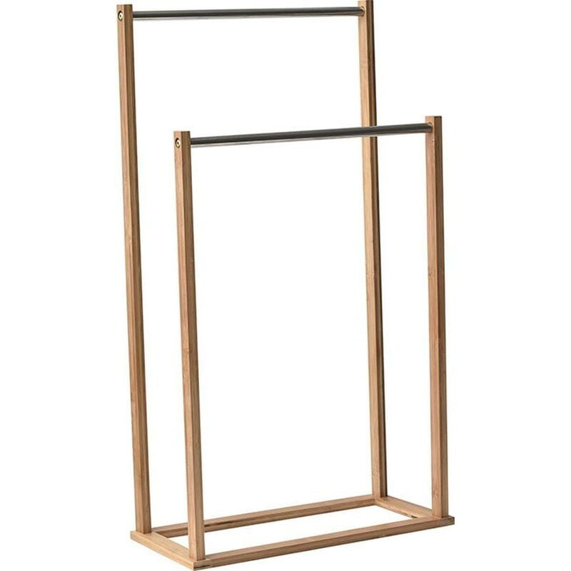 Tendance - Porte serviettes 2 barres metal - bambou