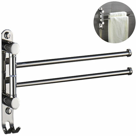 Porte-Serviettes, Métal, Acier Inoxydable, Deux Bras (Pivotant), 35 19,5 Cm