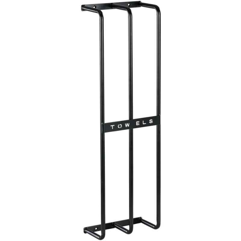 Homcom - Porte-serviettes mural 3 barres - 6 serviettes max. - dim. 21L x 12l x 74H cm - métal noir