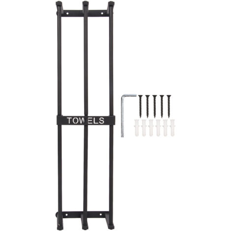 Porte-serviettes mural 3 barres en alliage d'aluminium pour salles de bain, support pour rouleaux de serviettes noir