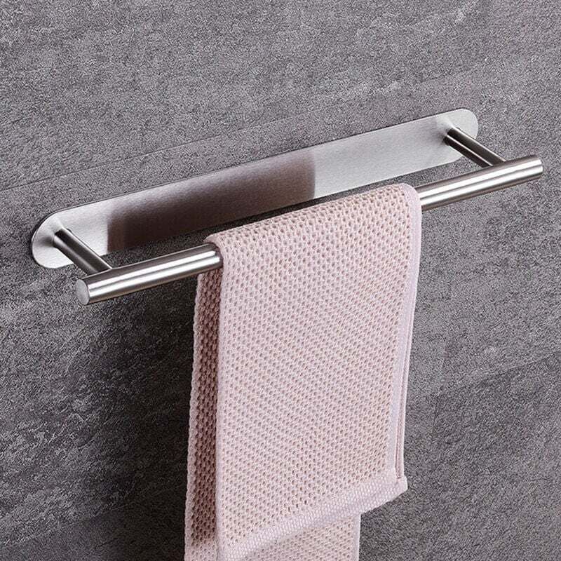Porte Serviettes Mural 40 cm - Acier INOX sans Rouille - Serviette Barre Convient dans la Salle de Bain ou la Cuisine - Auto-adhésif 3M Robuste s