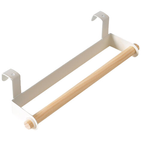 Porte-serviettes mural blanc – simple face – bois/cuir