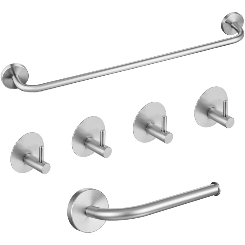 Auralum Max - Porte-Serviettes Mural de 60CM avec Porte Papier Toilette et 4pcs Crochets Adhésifs, Set d'accessoires de Salle de bain
