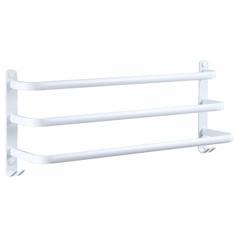 Alovez - Porte-Serviettes Mural de Bain étagère Serviette avec Crochets (Blanc, 50CM)