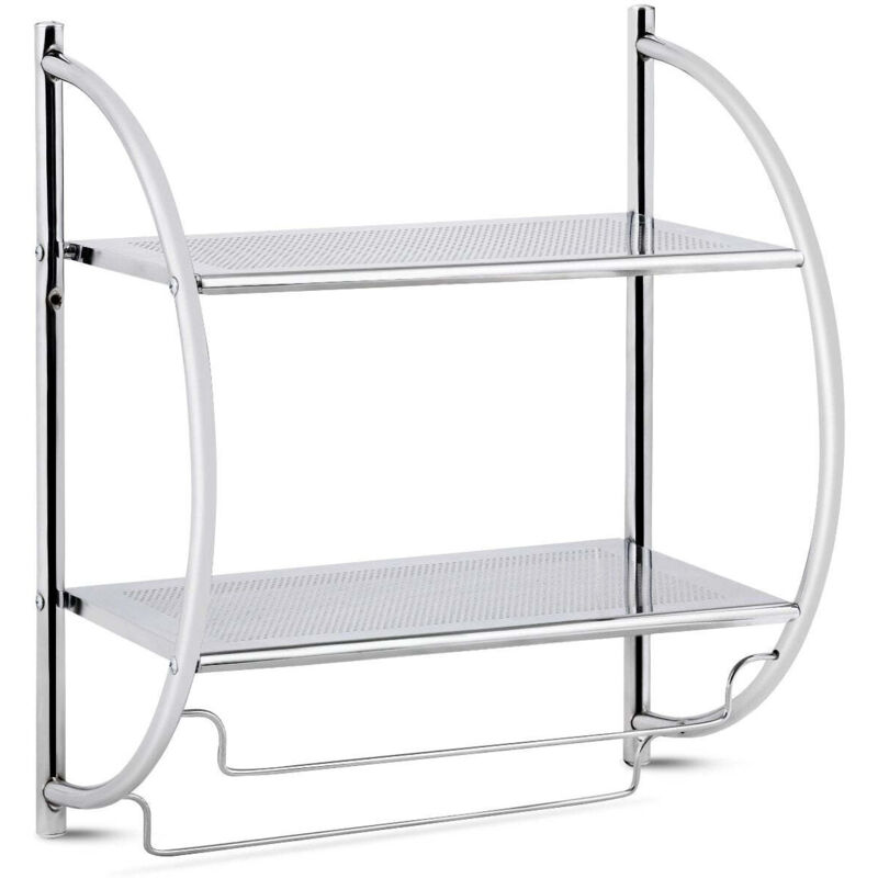 Porte serviettes mural de salle de bain etagere de salle de bain argentee 45 x 255 x 55 cm en metal
