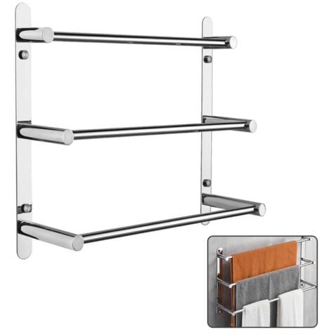 EINEMGELD Porte-Serviettes Mural de Salle de Bain Porte-Serviettes Aluminium avec 3 barres 40×28cm Argent