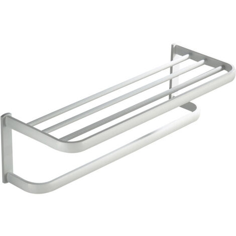 Porte-serviettes mural double couche pour salle de bain, idéal pour la salle de bain et la cuisine (blanc)