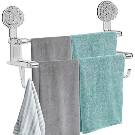 Porte-serviettes mural en acier inoxydable avec ventouses puissantes, organisateur de salle de bain  Porte-serviettes de 58,5 cm pour salle de bain