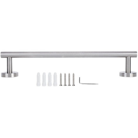 Porte-serviettes mural en acier inoxydable - Barre de 40 cm avec support (4 vis incluses) - Finition brossée argentée