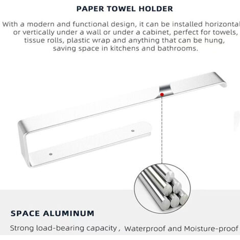 Porte-Serviettes Mural en Acier Inoxydable brossé pour Salle de Bain et Cuisine 29cm
