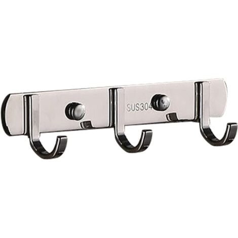 Porte-serviettes mural en acier inoxydable, crochet moderne et robuste pour entrée, couloir, cuisine, salle de bain, chambre (plat, 3 crochets)