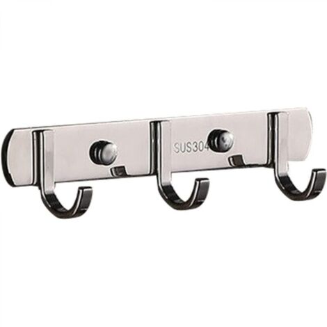 Porte-serviettes mural en acier inoxydable, crochet moderne et robuste pour entrée, couloir, cuisine, salle de bain, chambre (plat, 3 crochets)