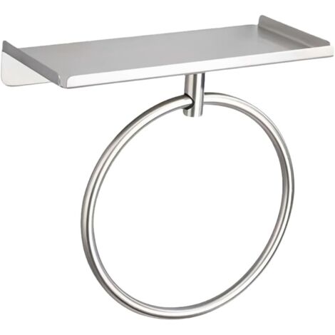 Porte-serviettes mural en acier inoxydable, sans perçage, pour salle de bain, cuisine, chambre, rangement (argenté)-AquaForge