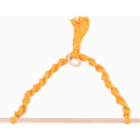 Porte-serviettes mural en corde de chanvre tressé avec franges, support déco pour salle de bain et rangement - Jaune