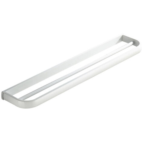 Porte-serviettes mural en laiton, double tige, pour salle de bain et cuisine, 57 cm (blanc)