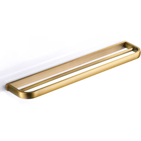Porte-serviettes mural en laiton, double tige, pour salle de bain et cuisine, 57 cm (bronze antique)