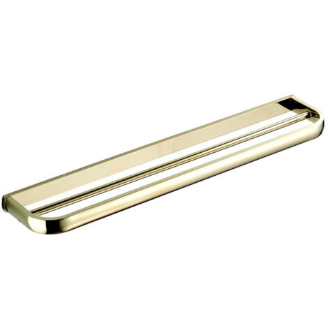 Porte-serviettes mural en laiton, double tige, pour salle de bain et cuisine, 57 cm (doré)