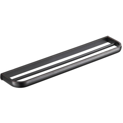 Porte-serviettes mural en laiton, double tige, pour salle de bain et cuisine, 57 cm (noir)