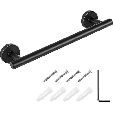 Porte-Serviettes Mural Montage à Vis en Acier Inoxydable 304 Finition Brossée Petit Barres Porte-Serviettes pour Salle de Bain et Cuisine 30cm (Noir)