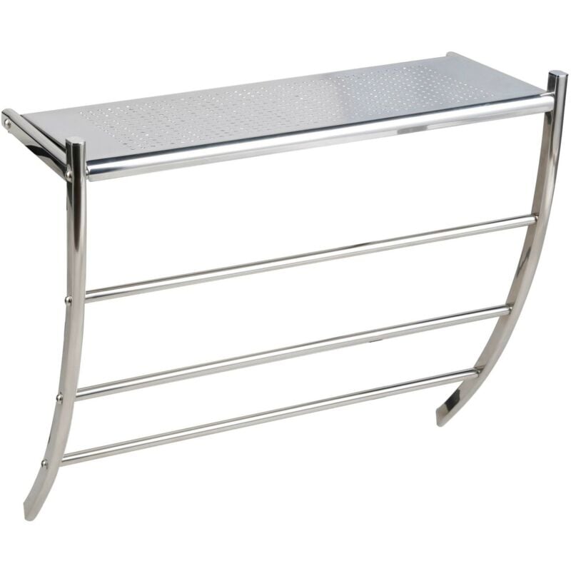 Bagnoxx - Porte-serviettes mural, montage mural (HxLxP) : 53cm x 46cm x 21cm Argent Étagère murale pour salle de bain, accessoires de salle de bain