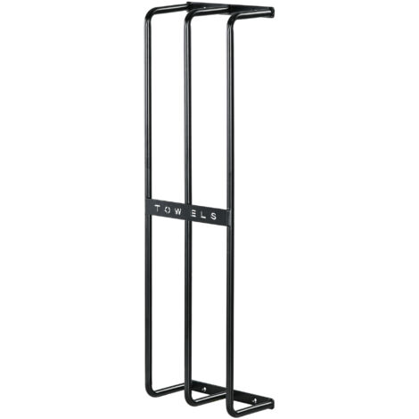 Porte-serviettes mural noir 3 barres métalliques - capacité 6 serviettes, dimensions 21x12x74 cm