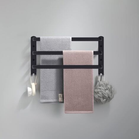 Porte-serviettes mural (noir, 40 cm), porte-serviettes de salle de bain, serviette-AquaForge